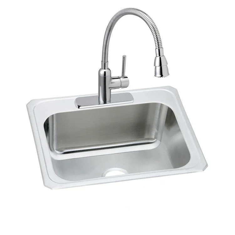 Pursuit 25" Single Bowl Stainless Steel Drop-In Laundry Kitchen Sink with Faucet