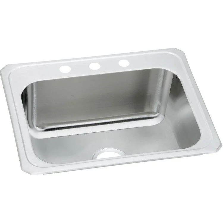 Pursuit 25" Single Bowl Stainless Steel Drop-In Laundry Kitchen Sink with 2 Holes