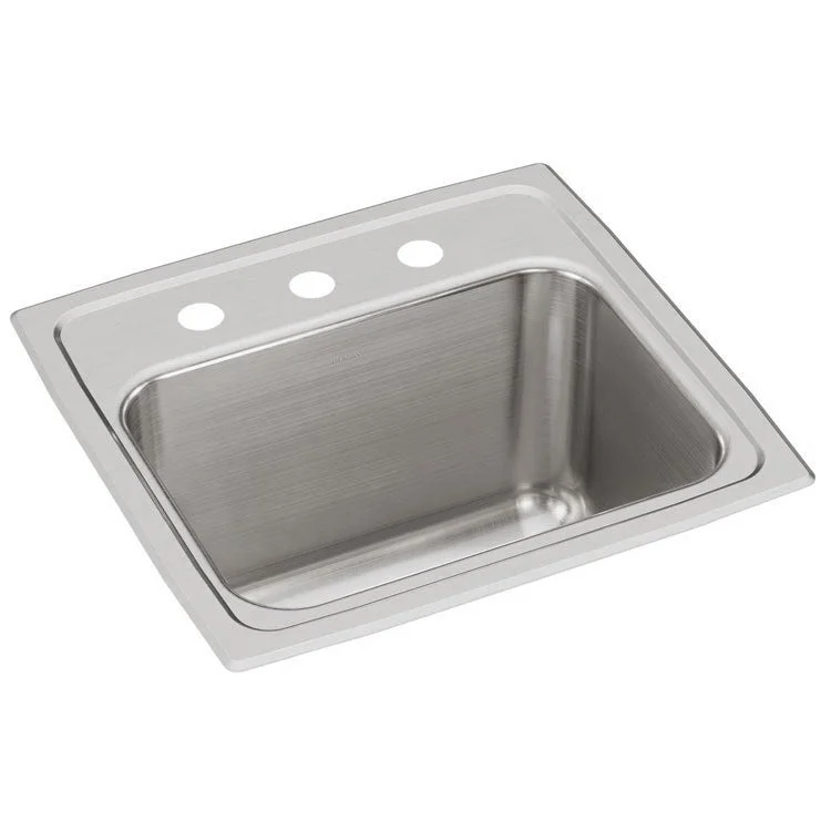 Lustertone Classic 17" Single Bowl Stainless Steel Drop-In Kitchen Sink with 3 Holes