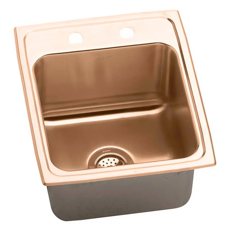 Kitchen Sink 17 x 22 Inch Single Bowl Antimicrobial Copper MR2 Hole Lustrous Satin Drop-In