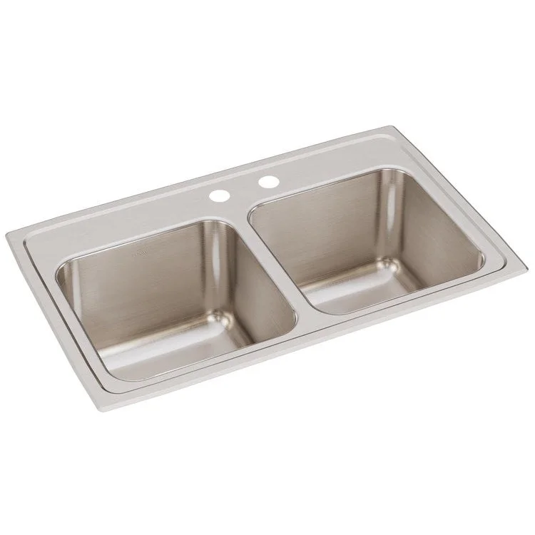 Kitchen Sink Lustertone Classic 29 x 18 Inch Double Bowl Equal MR2 Hole Lustertone Classic Top Mount