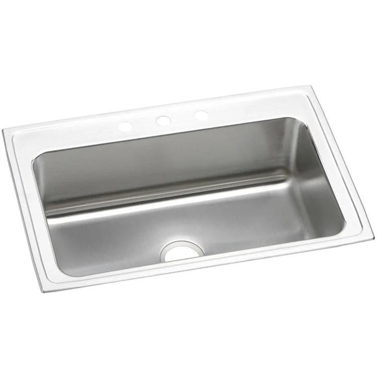 Lustertone Classic 33" Single Bowl Stainless Steel Drop-In Kitchen Sink with 3 Holes