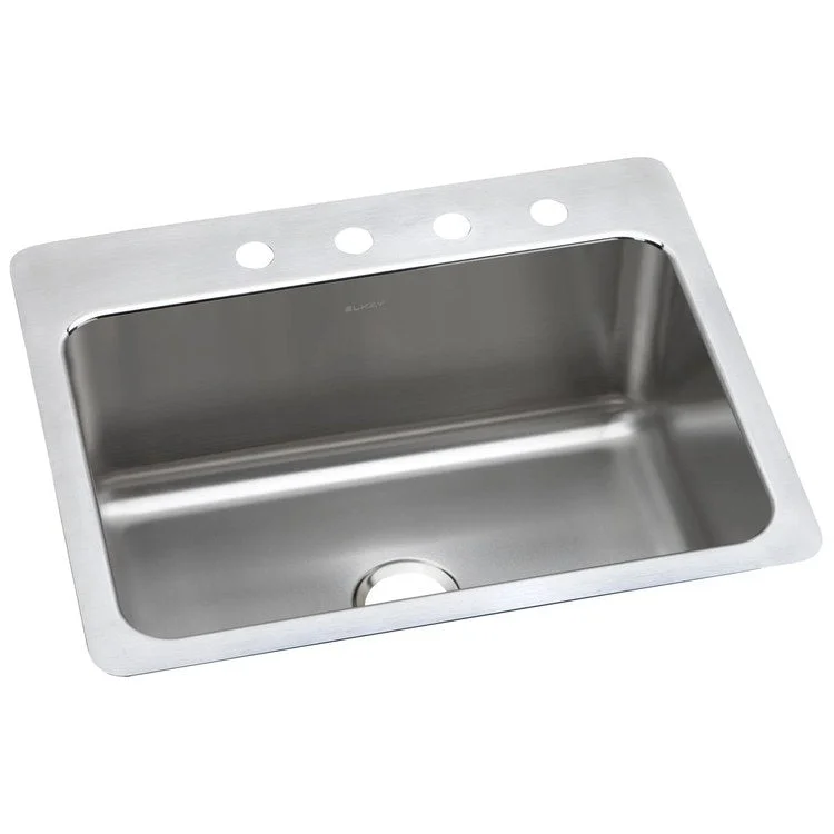 Kitchen Sink Lustertone Classic 27 x 22 Inch Single Bowl 2 Hole Lustrous Highlighted Satin Top Mount Undermount