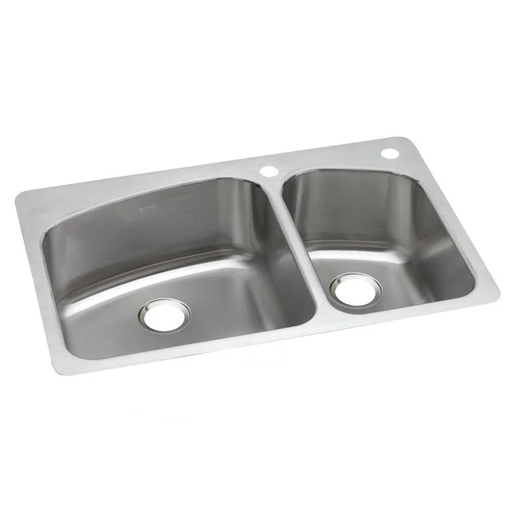 Kitchen Sink Dayton 33 x 22 Inch Double Bowl 60/40 Offset Premium Highlighted Satin Top Mount Undermount