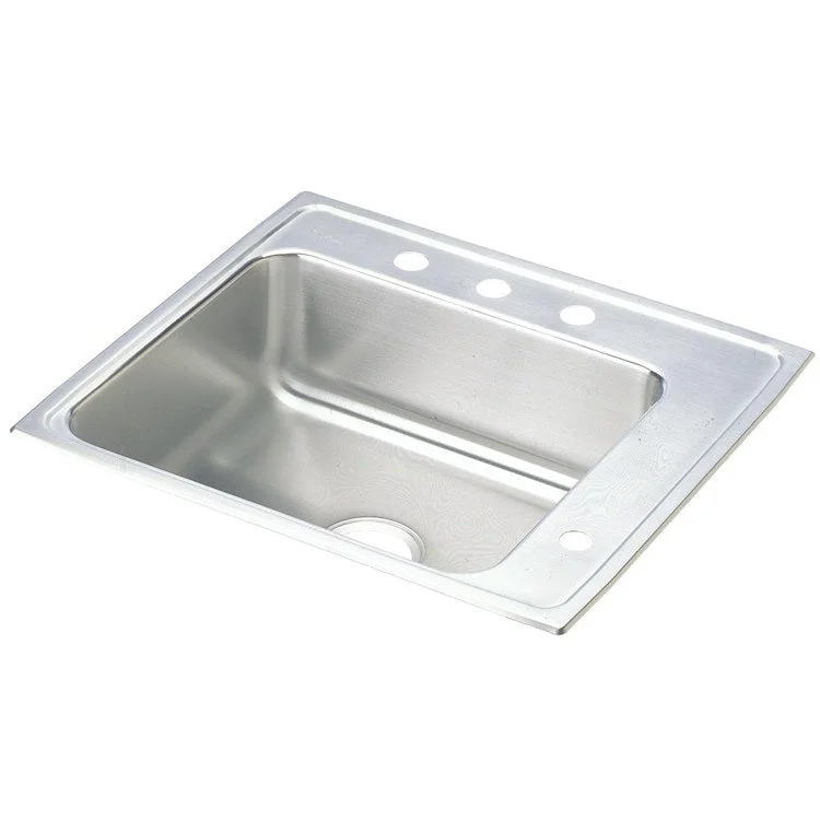 Classroom Sink Lustertone 22 x 19.5 Inch Single Bowl ADA Right 4 Hole Lustrous Satin Drop-In Minimum Cabinet Size 27 Inch 6-1/2 Inch 18 Gauge Bottom Only Pads 64090012 Mounting Hardware Included for Countertops Up to 3/4IN