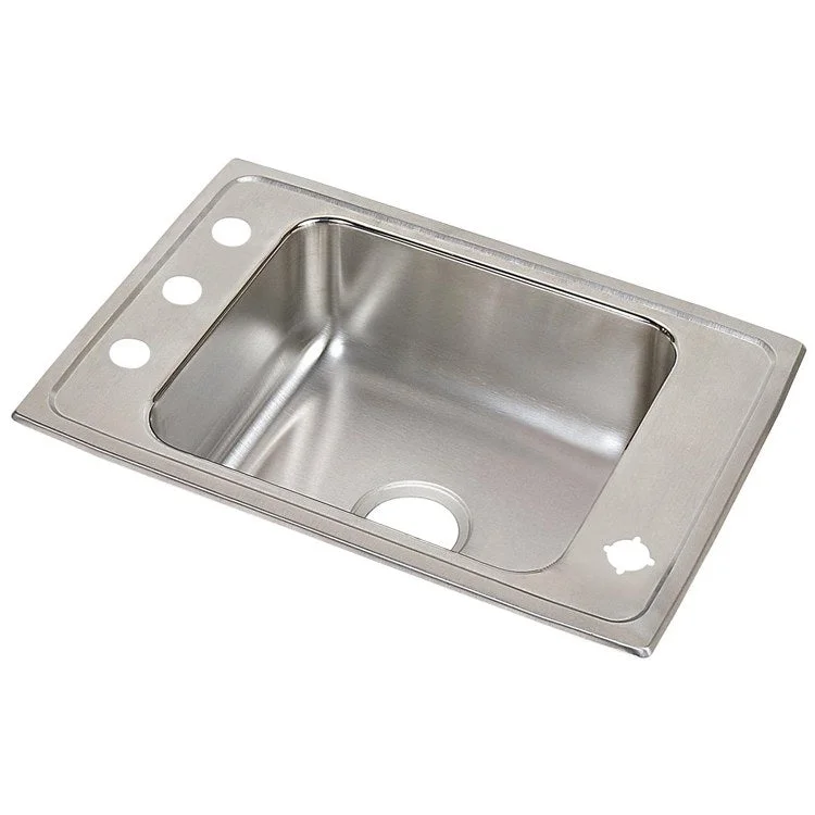 Classroom Sink Lustertone 25 x 17 Inch Single Bowl ADA 2LM Hole Lustrous Satin Drop-In Minimum Cabinet Size 30 Inch 4-1/2 Inch 18 Gauge Bottom Only Pads 64090012 Mounting Hardware Included for Countertops Up to 3/4IN