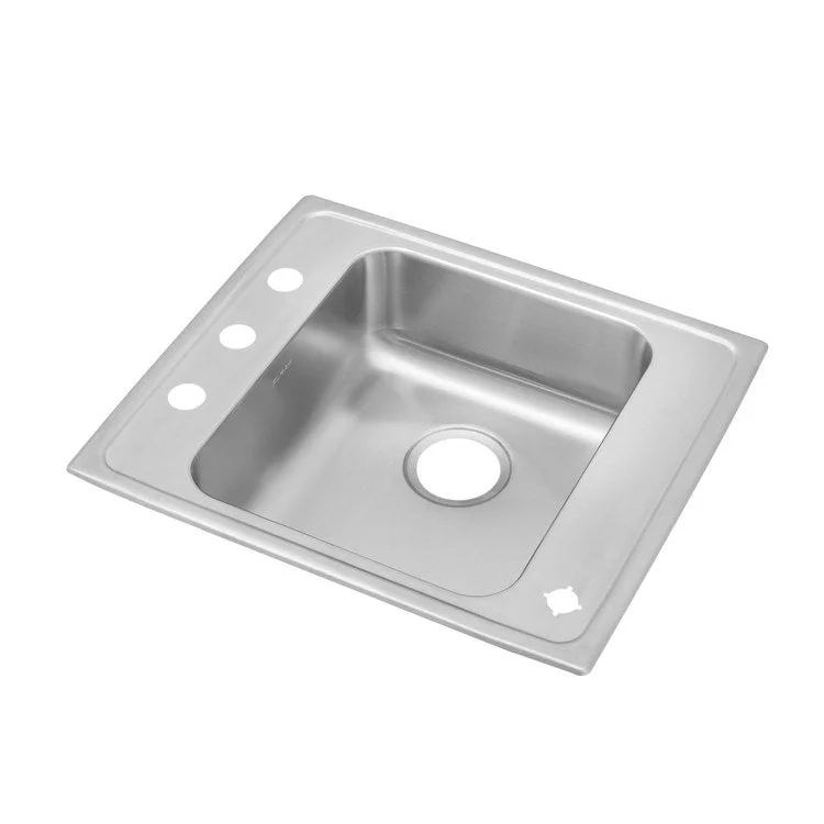 Classroom Sink Lustertone 25 x 22 Inch Single Bowl ADA 4 Hole Lustrous Satin Drop-In Minimum Cabinet Size 30 Inch 4 Inch 18 Gauge Bottom Only Pads 64090012 Mounting Hardware Included for Countertops Up to 3/4IN