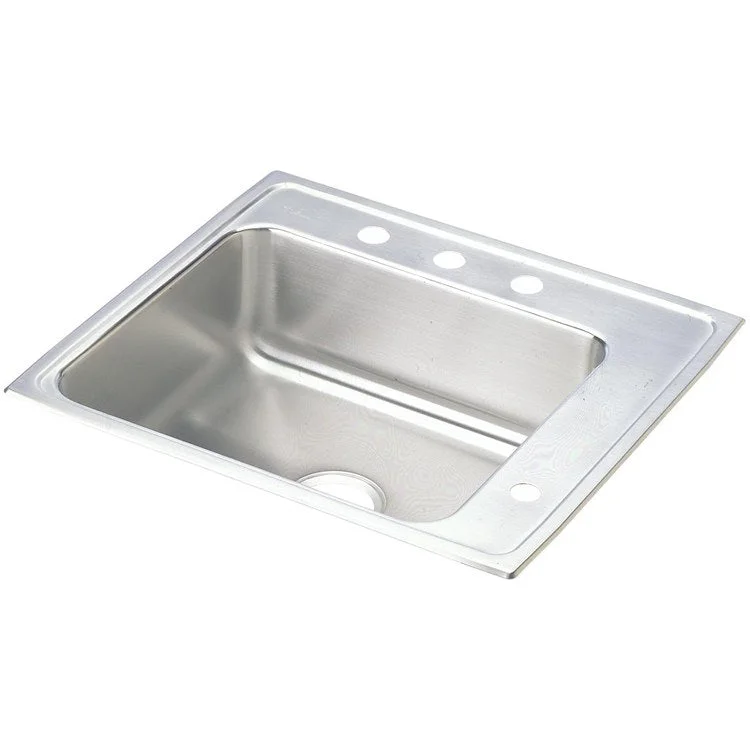 Classroom Sink Lustertone 25 x 22 Inch Single Bowl ADA Right 3 Hole Lustrous Satin Drop-In Minimum Cabinet Size 30 Inch 4-1/2 Inch 18 Gauge Bottom Only Pads 64090012 Mounting Hardware Included for Countertops Up to 3/4IN