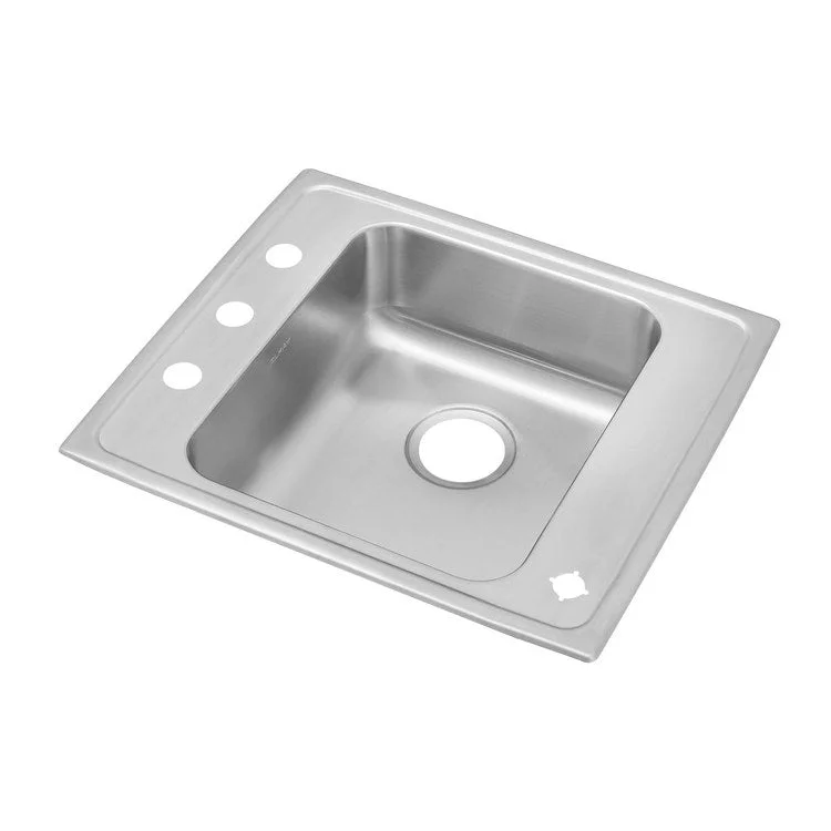 Classroom Sink Lustertone 25 x 22 Inch Single Bowl ADA 2 Hole Lustrous Satin Drop-In Minimum Cabinet Size 30 Inch 6-1/2 Inch 18 Gauge Bottom Only Pads 64090012 Mounting Hardware Included for Countertops Up to 3/4IN