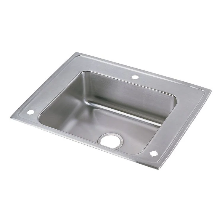 Classroom Sink Lustertone 28 x 22 Inch Single Bowl ADA Left 1 Hole Lustrous Highlighted Satin Top Mount Minimum Cabinet Size 33 Inch 4 Inch 18 Gauge Full Spray Sides and Bottom 64090012 Mounting Hardware Included for Countertops Up to 3/4IN