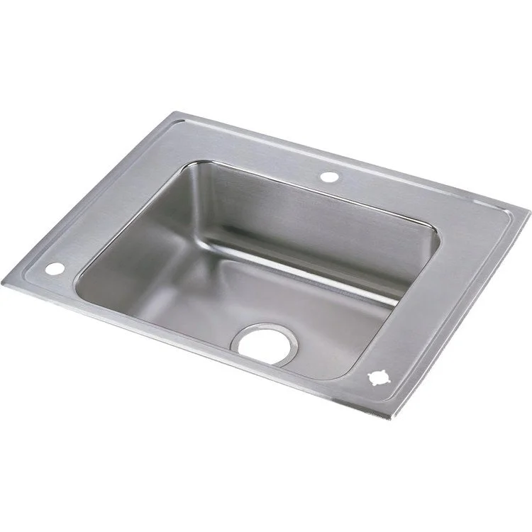 Classroom Sink Lustertone 28 x 22 Inch Single Bowl ADA Left 1 Hole Lustrous Satin Drop-In Minimum Cabinet Size 33 Inch 6-1/2 Inch 18 Gauge Bottom Only Pads 64090014 Mounting Hardware Included for Countertops Up to 3/4IN