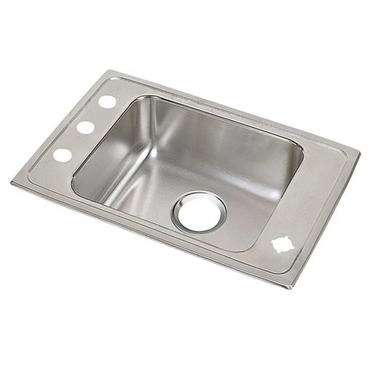 Classroom Sink Lustertone 31 x 19.5 Inch Single Bowl ADA FR4 Hole Lustrous Satin Drop-In Minimum Cabinet Size 36 Inch 5-1/2 Inch 18 Gauge Bottom Only Pads 64090014 Mounting Hardware Included for Countertops Up to 3/4IN