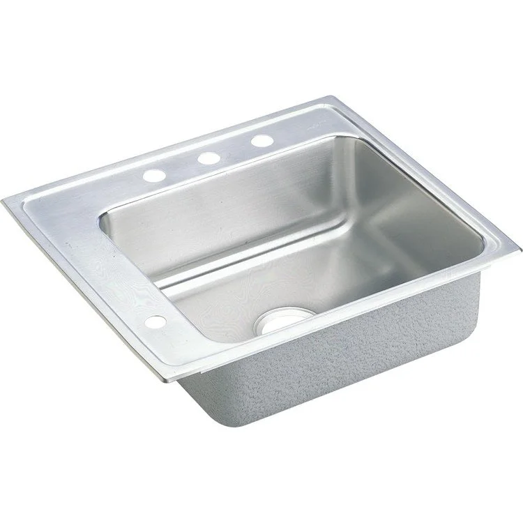 Classroom Sink Lustertone 22 x 19.5 Inch Single Bowl ADA Rectangular Left Lustrous Satin Drop-In Minimum Cabinet Size 27 Inch 4 Inch Quick Clip Mounting System 18 Gauge