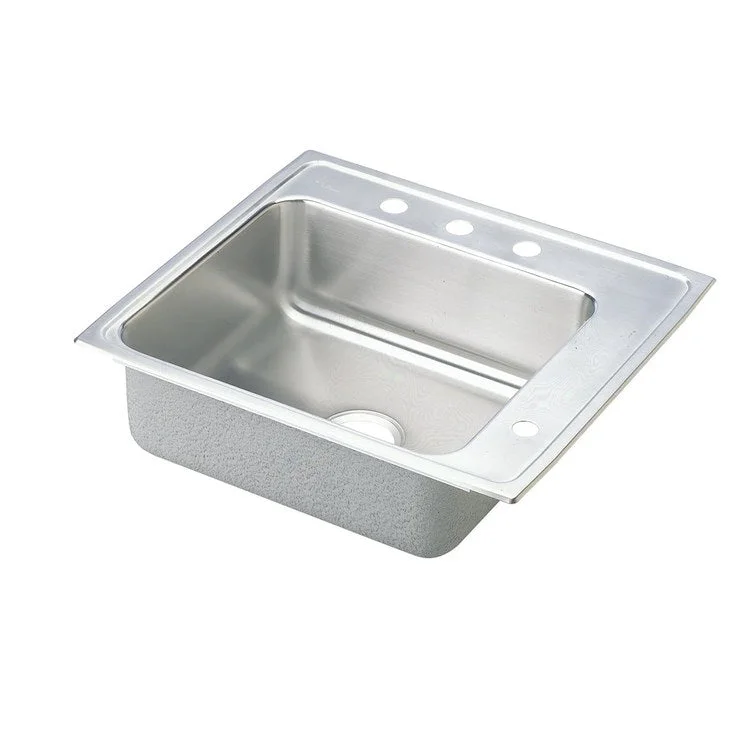 Classroom Sink Lustertone 22 x 19.5 Inch Single Bowl ADA Rectangular Right 4 Hole Lustrous Satin Drop-In Minimum Cabinet Size 27 Inch 4 Inch Quick Clip Mounting System 18 Gauge