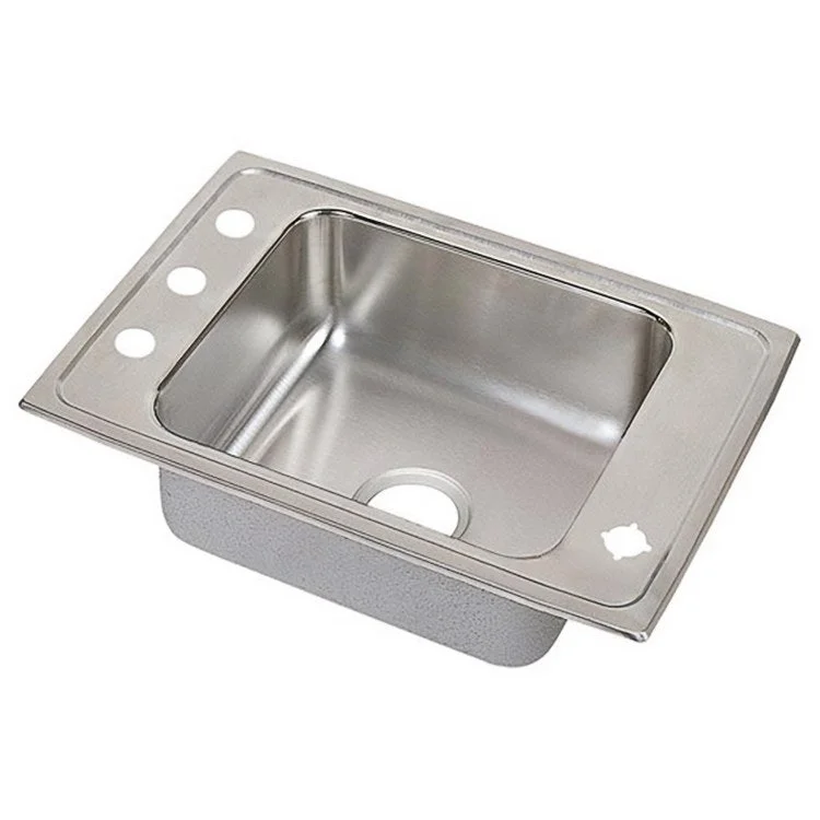 Classroom Sink Lustertone 22 x 19.5 Inch Single Bowl ADA Rectangular 4 Hole Lustrous Satin Drop-In Minimum Cabinet Size 27 Inch 4-1/2 Inch Quick Clip Mounting System 18 Gauge Bottom Only Pads