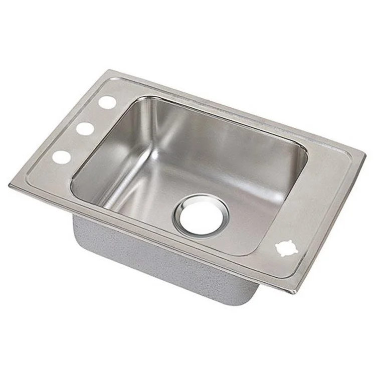 Classroom Sink Lustertone 25 x 17 Inch Single Bowl ADA Lustrous Satin Drop-In Minimum Cabinet Size 30 Inch 5 Inch Quick Clip Mounting System 18 Gauge Bottom Only Pads Mounting Hardware Included for Up to 3/4IN Countertop