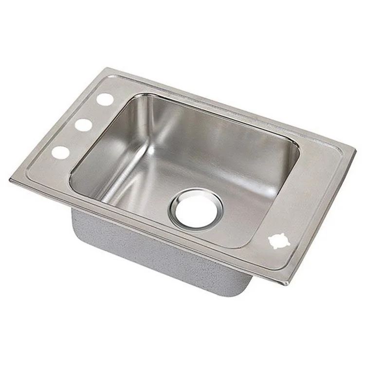 Classroom Sink Lustertone 25 x 17 Inch Single Bowl ADA 2 Hole Lustrous Satin Drop-In Minimum Cabinet Size 30 Inch 5 Inch Quick Clip Mounting System 18 Gauge Bottom Only Pads Mounting Hardware Included for Up to 3/4IN Countertop