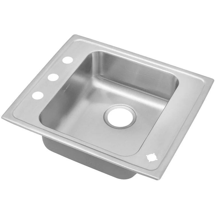 Classroom Sink Lustertone 25 x 22 Inch Single Bowl ADA 2 Hole Lustrous Satin Drop-In Minimum Cabinet Size 30 Inch 4-1/2 Inch Quick Clip Mounting System 18 Gauge Bottom Pads Only Mounting Hardware Included for Up to 3/4IN Countertop