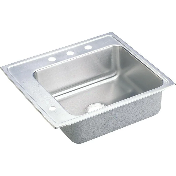 Classroom Sink Lustertone 25 x 22 Inch Single Bowl ADA Left 4 Hole Lustrous Satin Drop-In Minimum Cabinet Size 30 Inch 5-1/2 Inch Quick Clip Mounting System 18 Gauge Bottom Pads Only Mounting Hardware Included for Up to 3/4IN Countertop