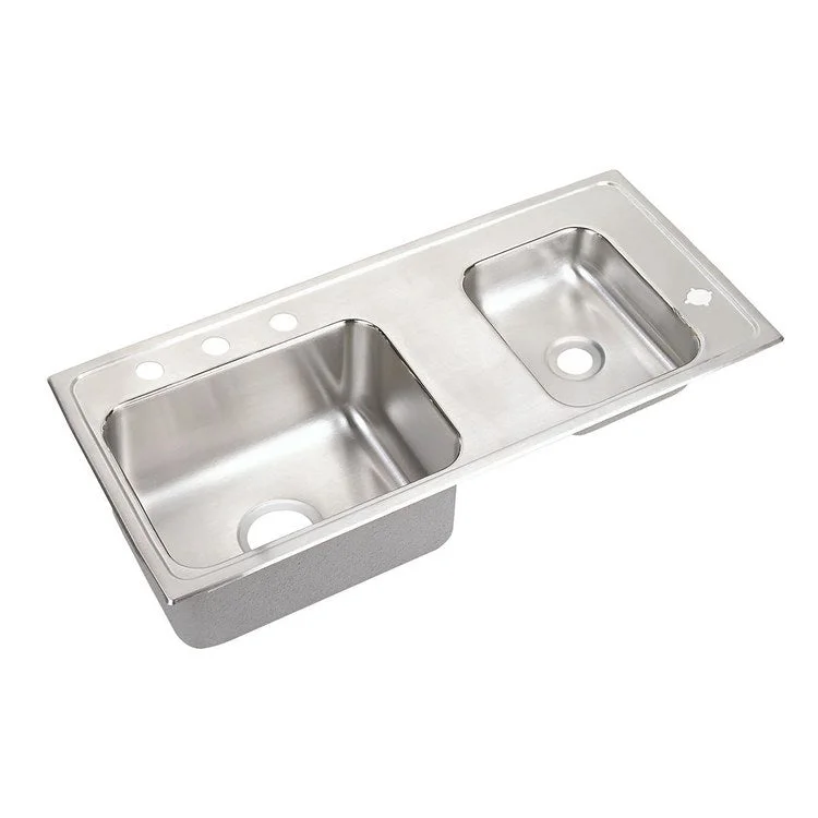 Classroom Sink Lustertone 37.25 x 17 Inch Double Bowl ADA Right Lustrous Satin Drop-In Minimum Cabinet Size 42 Inch 4-1/2 Inch 18 Gauge Bottom Only Pads Mounting Hardware Included for Countertops Up to 3/4IN