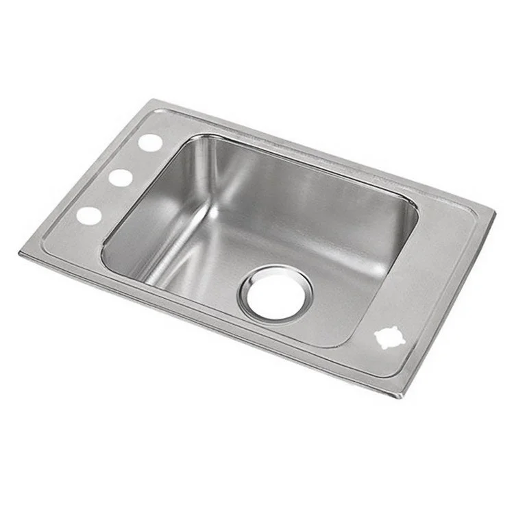 Classroom Sink Lustertone 25 x 17 Inch Single Bowl 2FRM Hole Lustrous Satin Drop-In Minimum Cabinet Size 30 Inch 7-5/8 Inch 18 Gauge Bottom Only Pads 64090012 Mounting Hardware Included for Countertops Up to 3/4IN