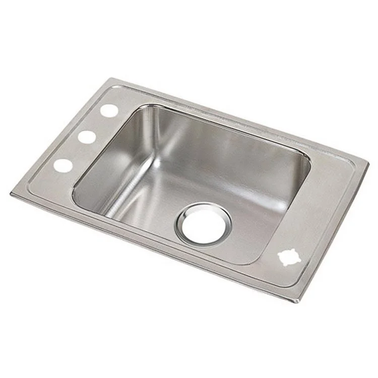 Classroom Sink Lustertone 25 x 17 Inch Single Bowl 2LM Hole Lustrous Satin Drop-In Minimum Cabinet Size 30 Inch 7-5/8 Inch 18 Gauge Bottom Only Pads 64090012 Mounting Hardware Included for Countertops Up to 3/4IN