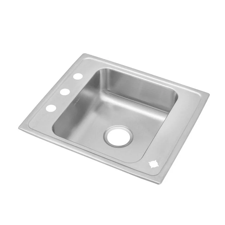 Classroom Sink Lustertone 25 x 22 Inch Single Bowl 4 Hole Lustrous Satin Drop-In Minimum Cabinet Size 30 Inch 7-5/8 Inch 18 Gauge Bottom Only Pads 64090012 Mounting Hardware Included for Countertops Up to 3/4IN