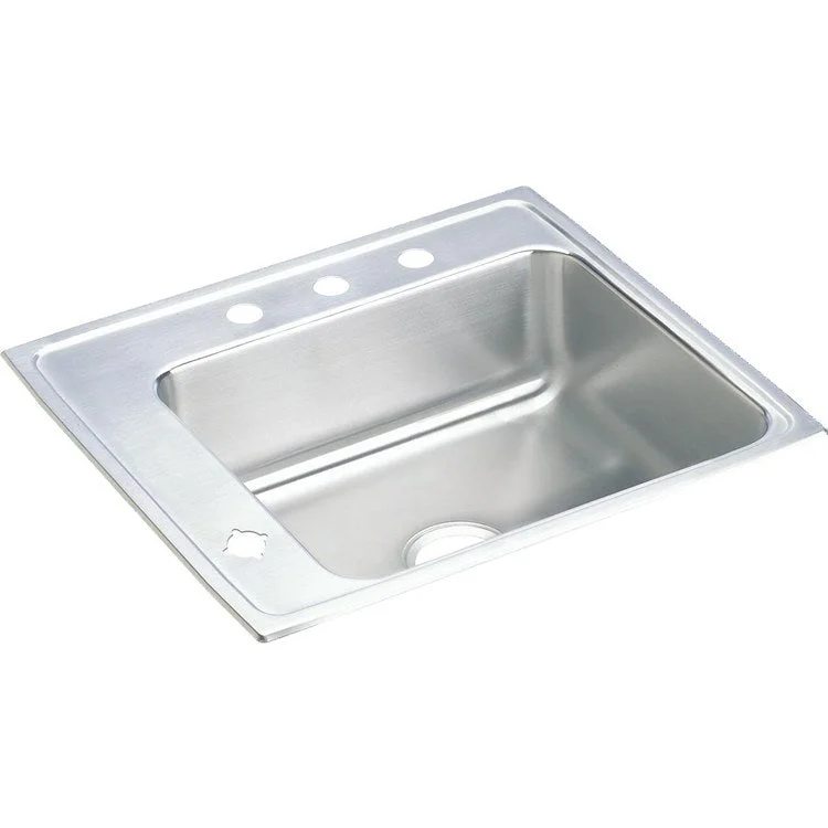 Classroom Sink Lustertone 25 x 22 Inch Single Bowl Left Lustrous Satin Drop-In Minimum Cabinet Size 30 Inch 7-5/8 Inch 18 Gauge Bottom Only Pads 64090012 Mounting Hardware Included for Countertops Up to 3/4IN