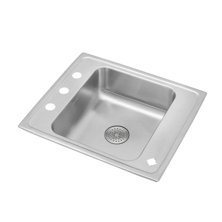 Classroom Sink Lustertone 25 x 22 Inch Single Bowl 4 Hole Lustrous Satin Drop-In Minimum Cabinet Size 30 Inch 9-1/8 Inch 18 Gauge Bottom Only Pads 64090012 Mounting Hardware Included for Countertops Up to 3/4IN