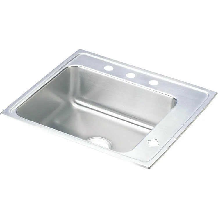 Classroom Sink Lustertone 25 x 22 Inch Single Bowl Right 2 Hole Lustrous Satin Drop-In Minimum Cabinet Size 30 Inch 7-5/8 Inch 18 Gauge Bottom Only Pads 64090012 Mounting Hardware Included for Countertops Up to 3/4IN