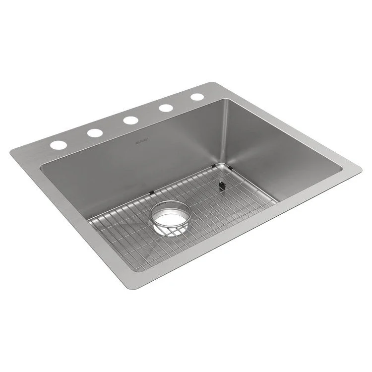 Kitchen Sink Crosstown 25 x 22 Inch Single Bowl 5 Hole Polished Satin Drop-In Undermount