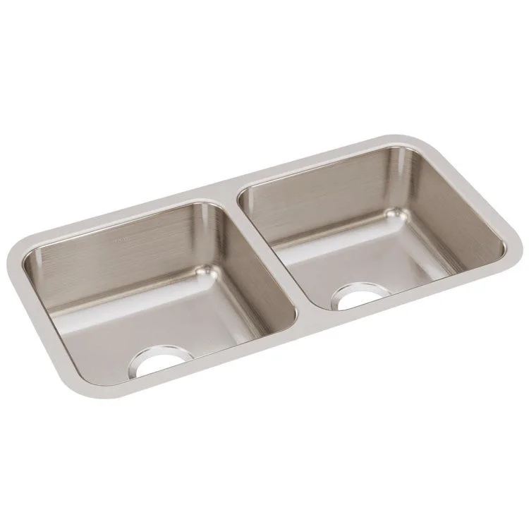 Gourmet Lustertone 31-3/4" Double Bowl Stainless Steel Undermount Kitchen Sink