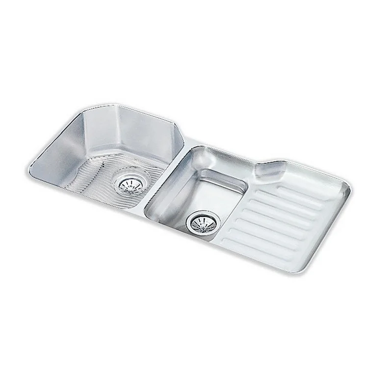 Sink Kit Lustertone Classic 40/60 41.5 x 20.5 Inch Double Bowl Lustrous Satin One LKWOBG1618SS Bottom Grid One LK99 Drain