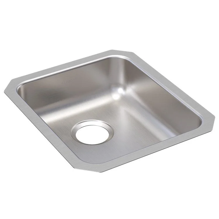 Kitchen Sink Lustertone 16 x 18.5 Inch Single Bowl ADA Lustertone Undermount Rectangle Drain Location Rear Center Depth 5-3/8 Inch Bottom Only Pads