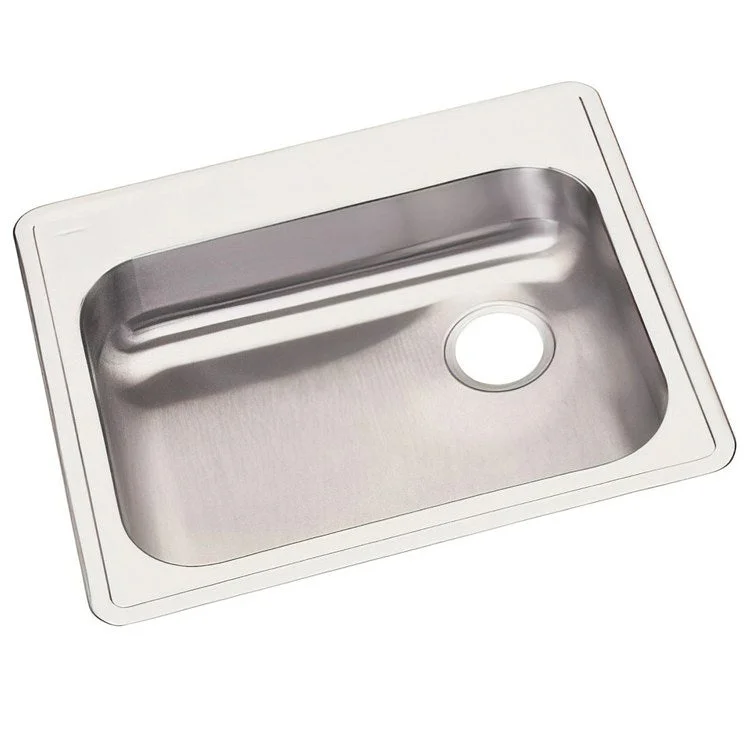 Kitchen Sink Dayton 25 x 21.25 Inch Single Bowl ADA Satin Drop-In Rectangle Drain Location Rear Right Depth 5-3/8 Inch Bottom Only Pads