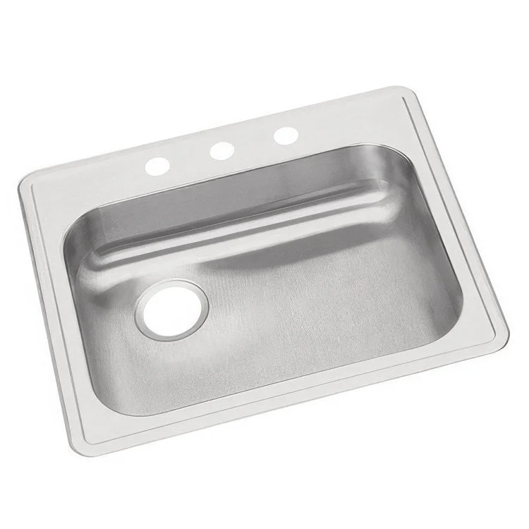 Kitchen Sink Dayton 25 x 22 Inch Single Bowl ADA Satin Drop-In Rectangle Drain Location Rear Left Depth 5-3/8 Inch Bottom Only Pads