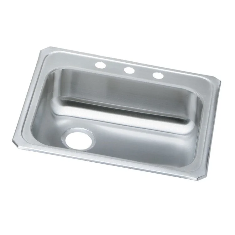 Kitchen Sink Celebrity 25 x 21.25 Inch Single Bowl ADA Brushed Satin Drop-In Rectangle Drain Location Rear Left Depth 5-3/8 Inch Bottom Only Pads