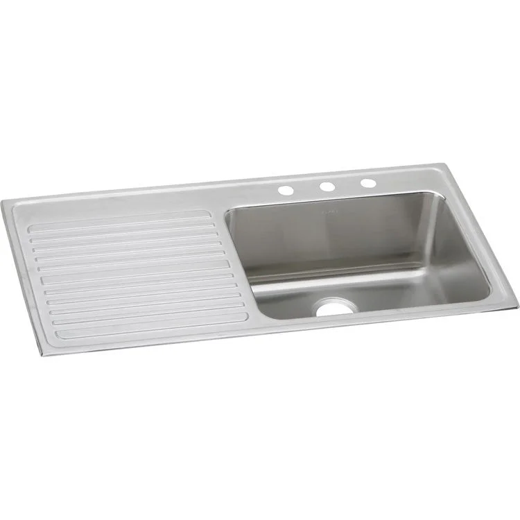 Kitchen Sink Lustertone Classic 43 x 22 Inch Single Bowl with Left Drainboard 4 Hole Lustrous Satin Drop-In