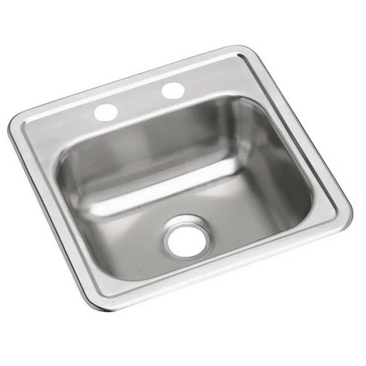 Bar Sink Kingsford 15 x 15 Inch Single Bowl ADA Satin Drop-In Square Drain Size 2 Inch