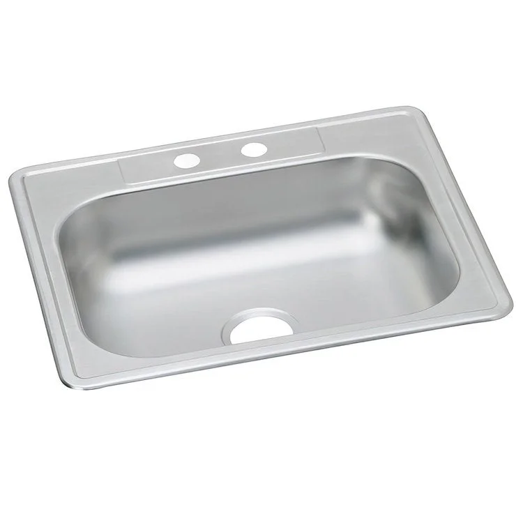 Kitchen Sink Dayton 25 x 22 Inch Single Bowl MR2 Hole ADA Satin Top Mount Rectangle Drain Location Center Depth 6 Inch Multiple of 10 Bottom Only Spray