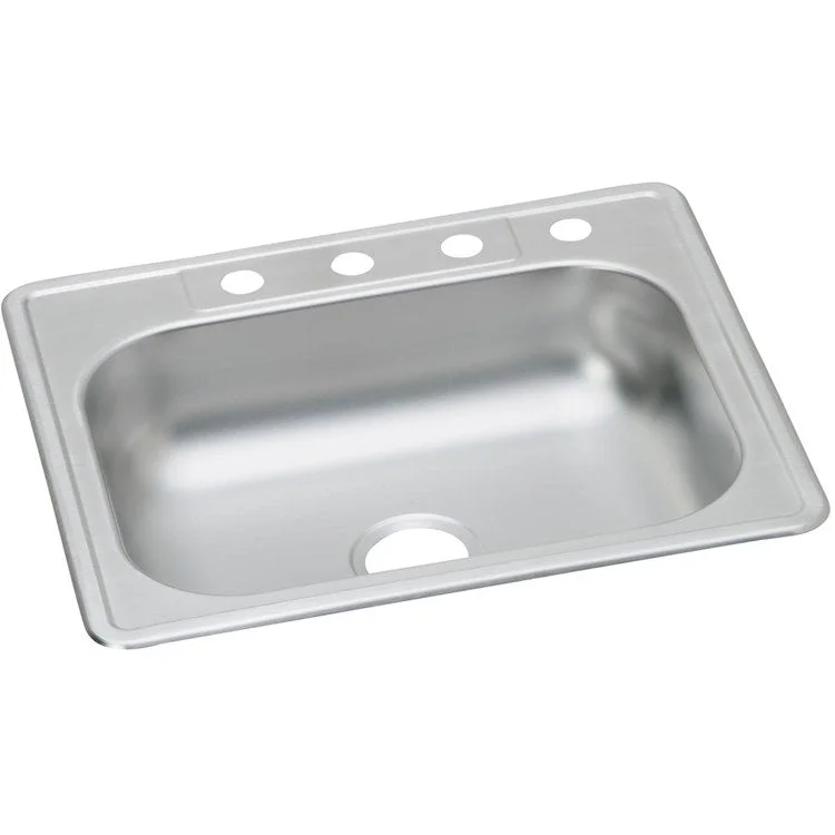 Kitchen Sink Dayton 25 x 22 Inch Single Bowl 3 Hole ADA Satin Top Mount Rectangle Drain Location Center Depth 6 Inch Multiple of 50 Bottom Only Spray