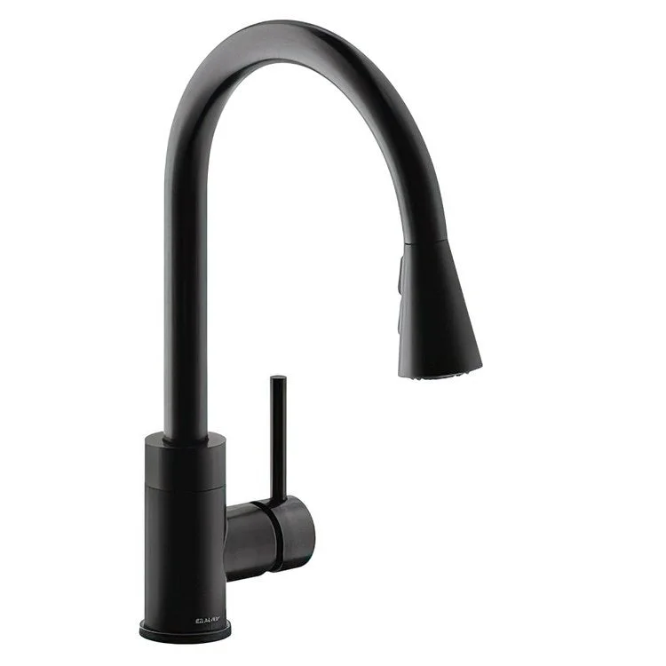 Kitchen Faucet Avado Deck Mount 1 Forward Only Lever ADA Matte Black Pull Down Spray 1 Hole Spout Height 15-11/16 Inch