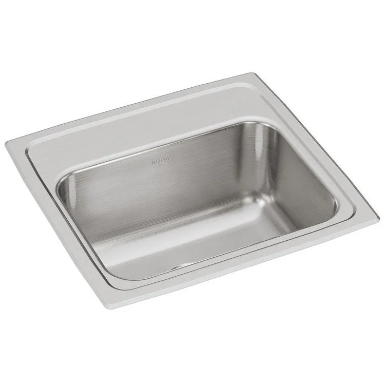 Kitchen Sink Lustertone Classic 17 x 16 Inch Single Bowl Lustrous Satin Drop-In Stainless Steel Drain Location Center Sides and Bottom Pads