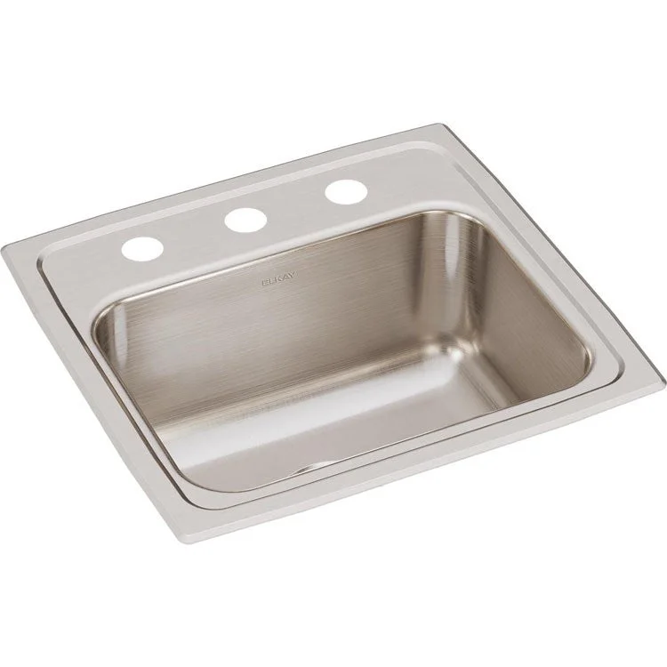 Lustertone Classic 17" Single Bowl Stainless Steel Drop-In Kitchen Sink with 3 Holes