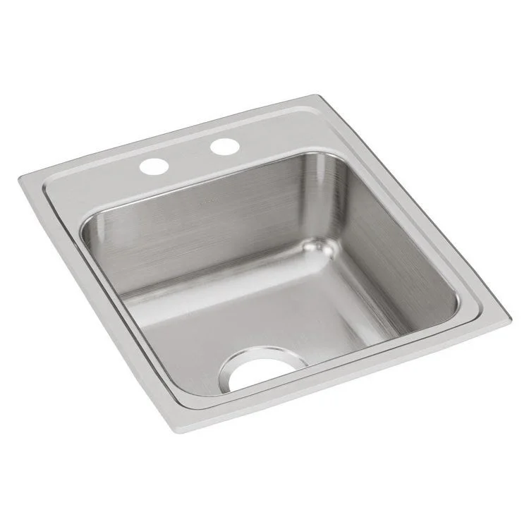 Lustertone Classic 17" Single Bowl Stainless Steel Drop-In Kitchen Sink with 2 Holes