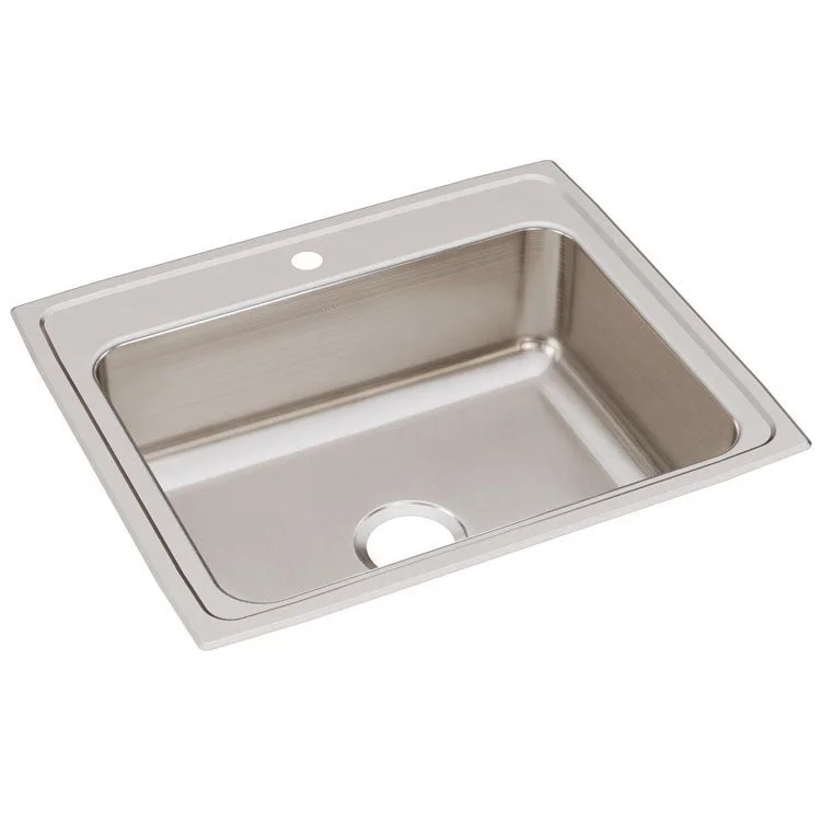 Lustertone Classic 25" Single Bowl Stainless Steel Drop-In Kitchen Sink with 1 Hole