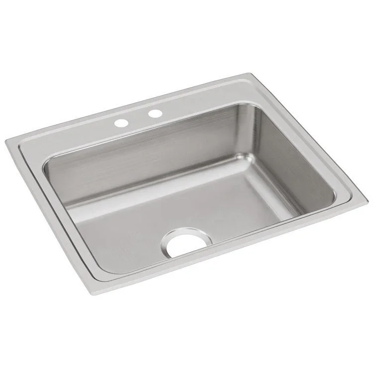 Lustertone Classic 25" Single Bowl Stainless Steel Drop-In Kitchen Sink with 2 Holes