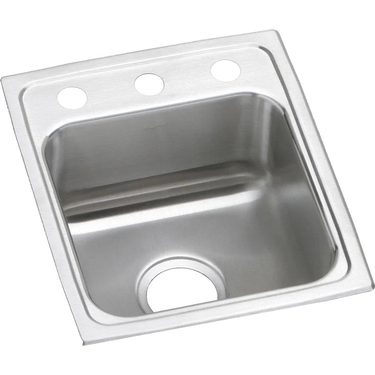 Lustertone Classic 15" Single Bowl ADA Stainless Steel Drop-In Kitchen Sink with 1 Hole