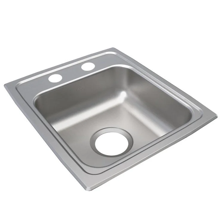 Lustertone Classic 15" Single Bowl ADA Stainless Steel Drop-In Kitchen Sink with 2 Holes