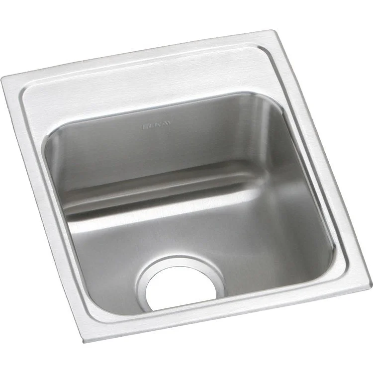 Kitchen Sink Lustertone Classic 15 x 17.5 Inch Single Bowl ADA Lustrous Satin Drop-In Square Drain Location Center Depth 6 Inch Bottom Only Pads